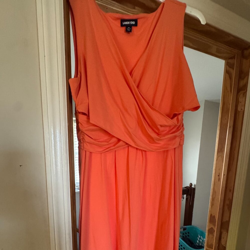 Lands’ End Sleeveless Coral Dress – 1X / 16W–18W – New, Never Worn